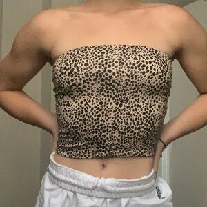 American Eagle Outfitters Tan Strapless Fitted Crop Top